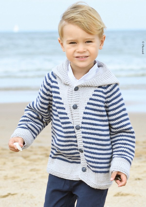 gilet tricot enfant style marinière