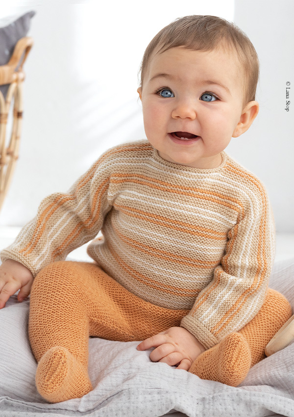 ideal layette tricot enfant pull et pantalon orange