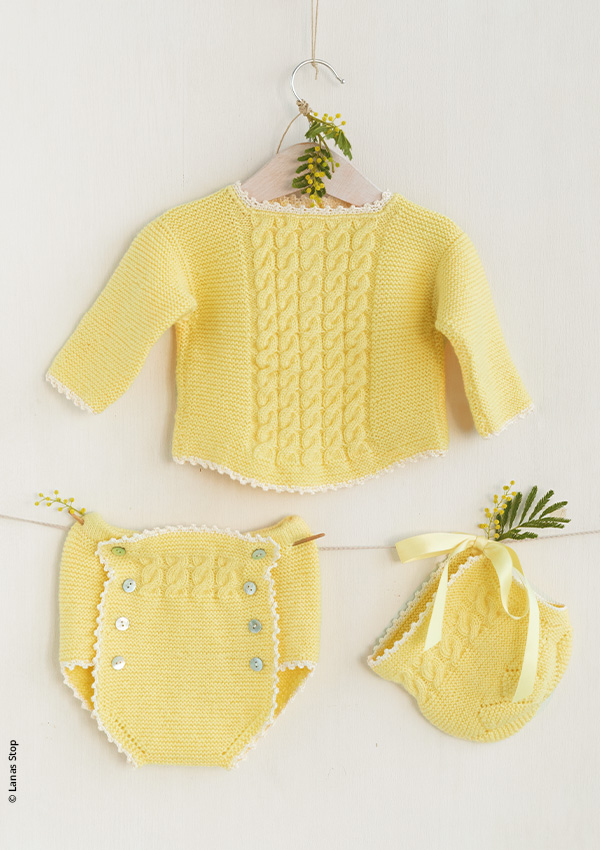ensemble jaune tricot nouveau né